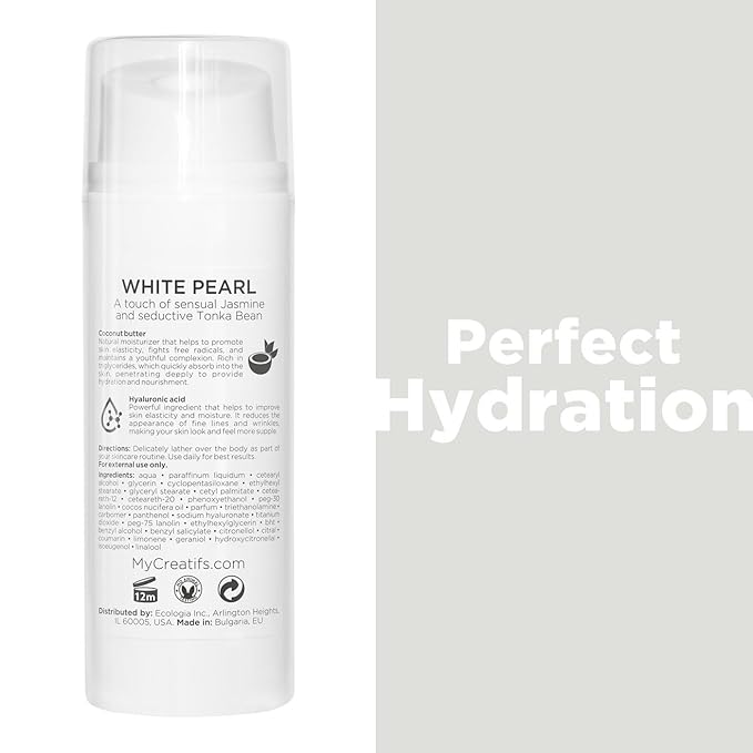 White Pearl Moisturizing Body Lotion with Coconut Butter and Hyaluronic Acid, 3.4 fl. oz.