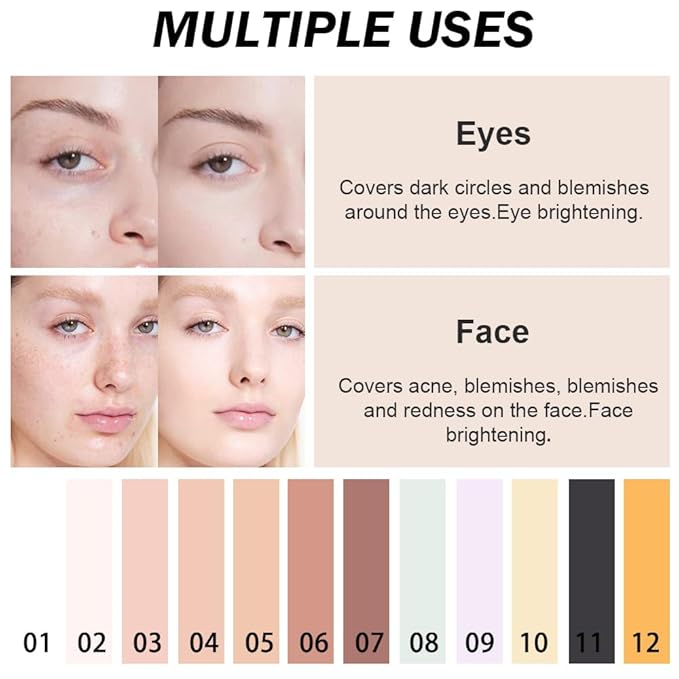 Kaely Pot Concealer Full Coverage, Under Eye Brightener Color Correcting Concealer for Dark Circles, Waterproof Foundation Face Makeup, Eye Ring Corrector de ojeras, 02 Fair