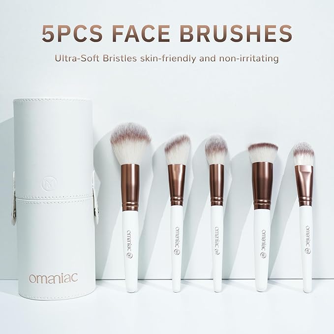 OMANIAC Makeup Brush Set， 20Pcs Professional Makeup Brushes for Foundation,Powder,Eyeshadow,Concealer Cream,Blush Buffe etc,with White Makeup Brushes Kit Case