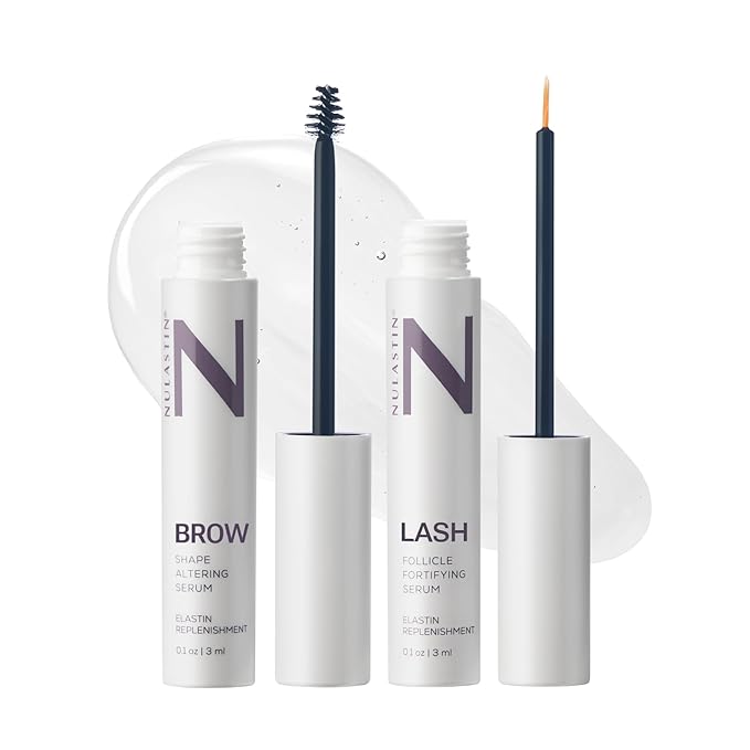 NULASTIN Eyelash Serum & Brow Serum - Lash & Brow Dual System - Eyebrow & Eyelash Enhancing Serums with Keratin & Peptides for Fuller Looking Lashes & Brows (2 Count, 0.1 Fl Oz Each)