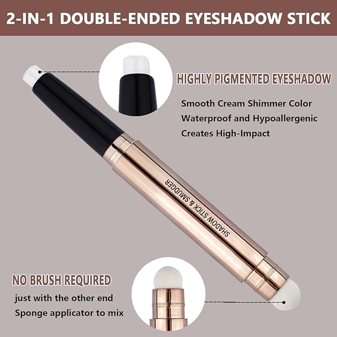White Eyeshadow Stick eyeliner pencil Eye Makeup Cream Shimmer Smooth Glitter Dark Light Matte Single Crayon Primer Palette Hypoallergenic Natural Waterproof Long Lasting Eyeshadow 01