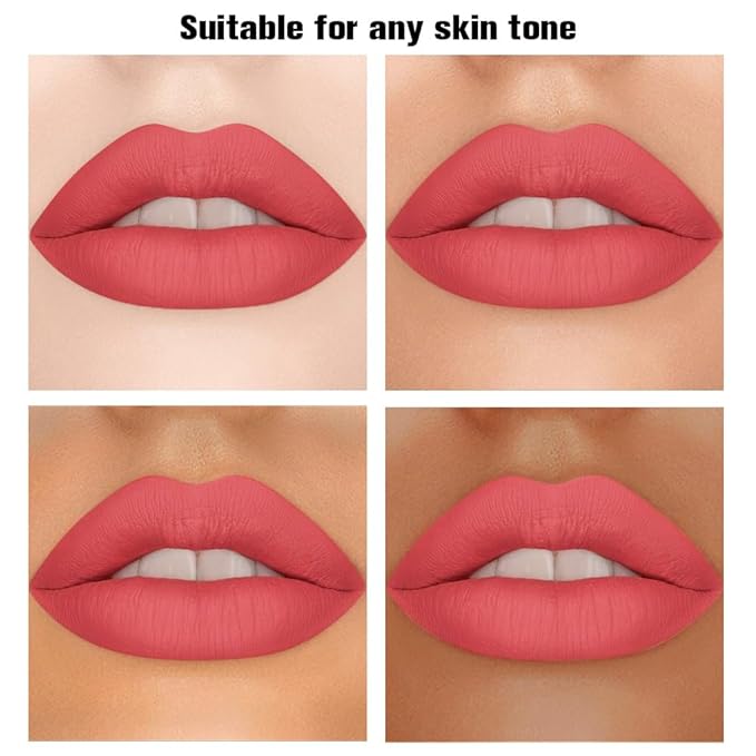 Light Red Matte Lipstick Crayon Pencil Set,Velvet Lip Stick for Women 24 Hour Long Lasting Waterproof Lip Liner,Magic Lipstick 24 Hours Original Lip Liner Makeup Stain Long Lasting Waterproof