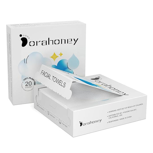 Disposable Face Towels Travel, 12"×12" Extra Large Face Towelettes, Ultra Soft Facial Towels for Sensitive Skin, Makeup Remover Dry Wipes, 40 Count (2 Packs of 20)