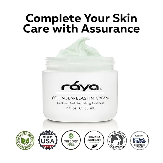 Raya Collagen-Elastin Cream (401) | Nourishing and Moisturizing Facial Treatment for Dry Skin | Helps Reduce Fine Lines and Wrinkles | Calms, Tones, Refines, and Firms
