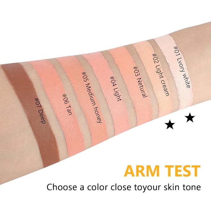 Kaely 2Pcs Pot Concealer Full Coverage Set, Under Eye Brightener Color Correcting Concealer for Dark Circles, Waterproof Foundation Face Makeup Brush Kit, Eye Ring Corrector de ojeras, 01+02