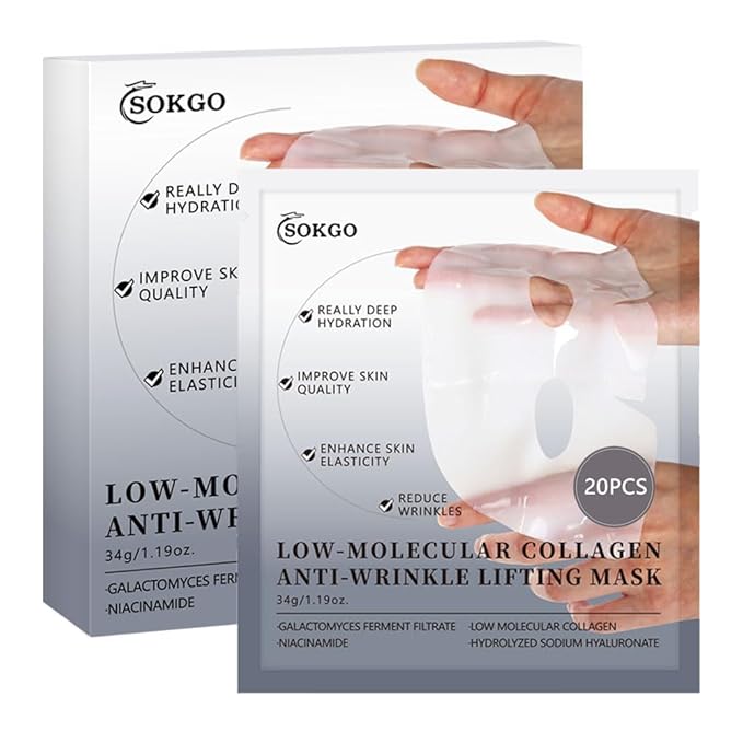 Low Molecular Weight Collagen Overnight Hydrogel Mask, Enhances Skin Elasticity, Reduces Pores, Transforms from White to Transparent Upon Absorption Skin Care Treatment，