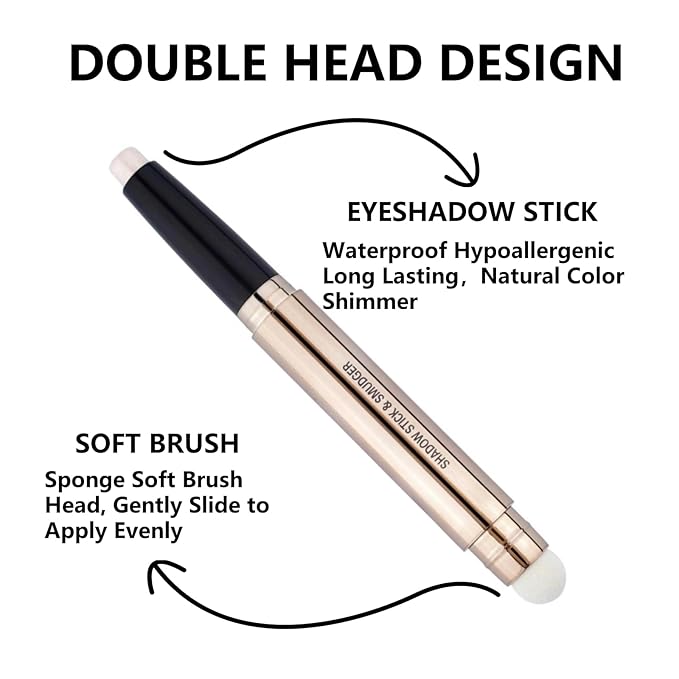 Black Eyeshadow Stick Makeup, Long-Lasting Waterproof Eye Shadow Pencil, Hypoallergenic Smudge-Proof Glitter Primer Palette Shimmer Eyeliner, Easy to Blend Eye Make Up