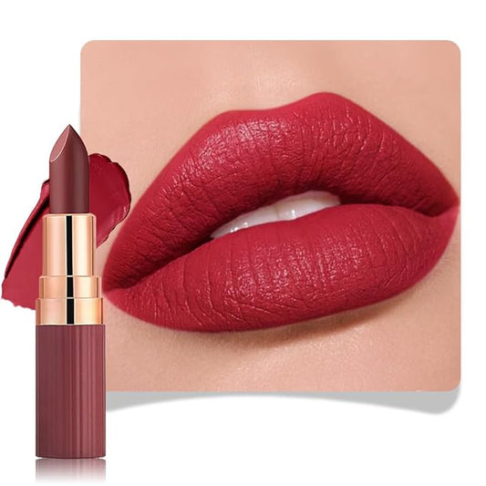 evpct Ruby Red Matte Creamy Lipstick for Women, Long Lasting Waterproof Velvet Lipstick, Lip Stick Crayon Buildable Blendable Creamy Color, Longwear Lip Makeup Cruelty-free 24 hours original labios 05