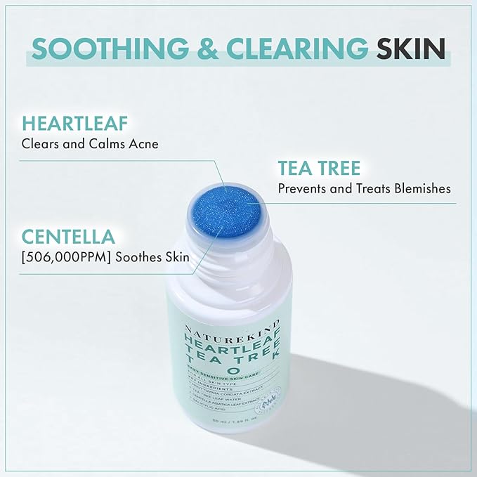Heartleaf Tea Tree Tok, Acne Treatment, Soothing Toner Serum, Centella Asiatica, Korean Facial Skincare for Pore Control, Calming, Nourishing. 50ml, 1.69 fl. oz.