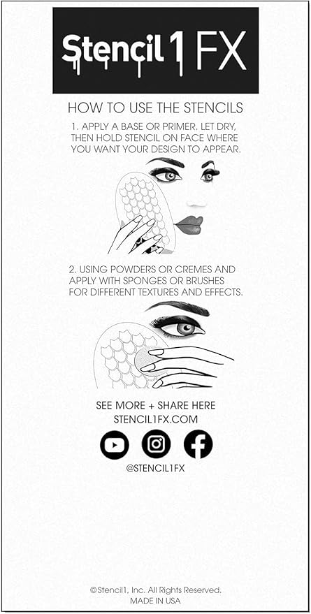 Stencil1FX Eye Drips 1 Tears Makeup Stencil - Water Drops Reusable Stencils United States Stencil America for Parades, Parties and More!