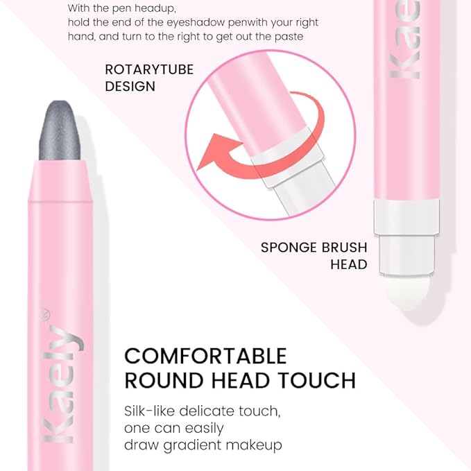 evpct 1Pcs Dazzling Grey Shimmer Cream Eye Shadow Brightener Sticks for Eyes, Double Ended Cream Eyeshadow Stick Pencil Pen with Applicator, Eye Shadow Palette Highlighter Makeup Waterproof Pigmented