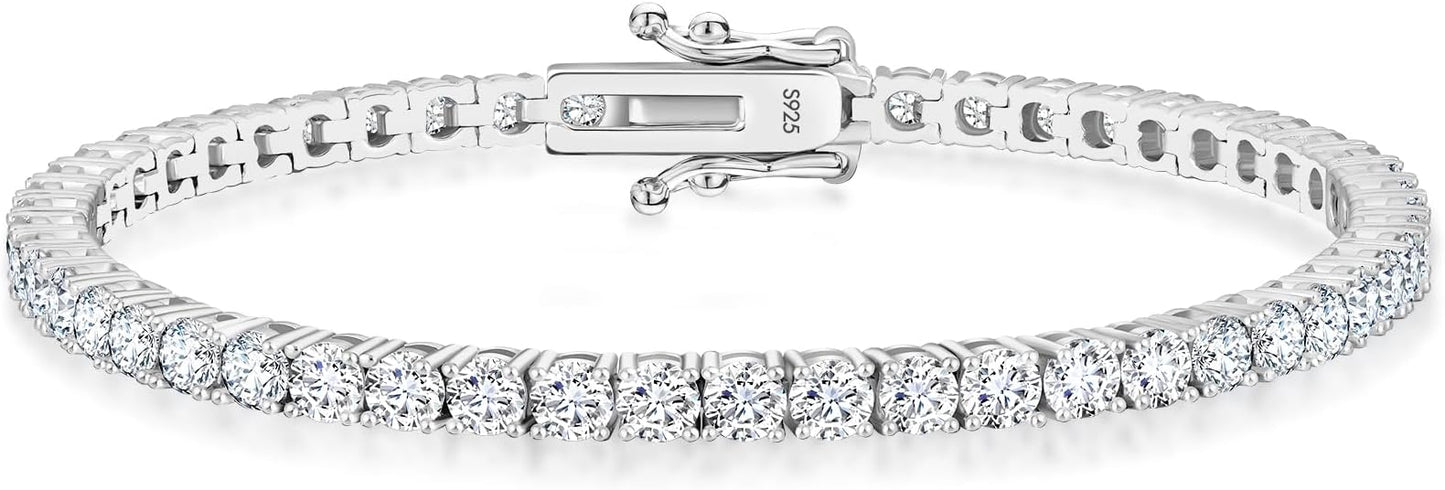 KRKC&CO Lab-Grown Moissanite Tennis Bracelet Women, Luxury Anniversary Wedding Bridal Gift for Wife, 2.2-13.8 ct.tw, D Color VVS1, 925 Sterling Silver 14K Golden Plated, Hypoallergenic, Everyday Jewelry