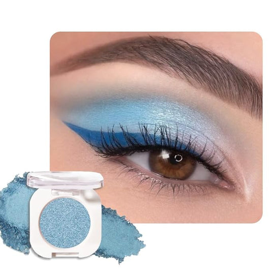 Single Glitter Shimmer Sparkle Eye shadow Palette Makeup, Sky Blue Metallic Eyeshadow for Women, Pigmented Waterproof Sombras Para Ojos, Vegan, Talc, Paraben & Cruelty Free, 32