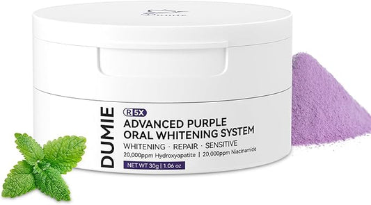 Teeth Whitening Powder,Remineralizing Hydroxyapatite Tooth Powder with Niacinamide,R5X Purple Color Corrector for Instant Brightening, Enamel Repair & Long-Lasting Natural White-30g