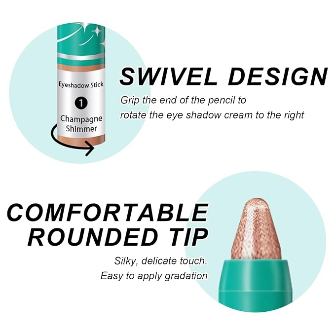 8Pcs Eyeshadow Stick, Eye Brightener Stick, Shimmer Creamy Eye Shadow Makeup, Waterproof Long Lasting Glitter Highlighter Eye Liner Pencil (SET A)