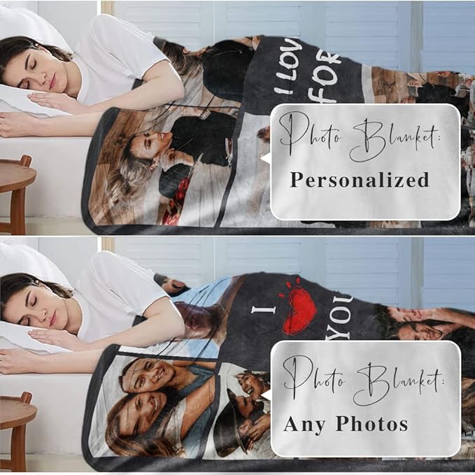 Ships Next Day, Custom Blanket with Photo I Love You Girlfriend Boyfriend Gifts, Personalized Blankets Couples Gifts Christmas Blankets Women Gifts