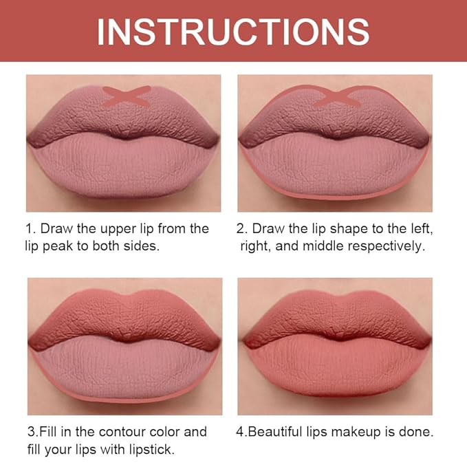 2-in-1 Chestnut Antique Rose Lipliner Lipstick Combos, Matte Lipstick Stay on Lipsticks 24 hour Long-Lasting for Women, Lips Kit with Lip Liner Lip Stains 24 Hour Long Lasting Waterproof 04
