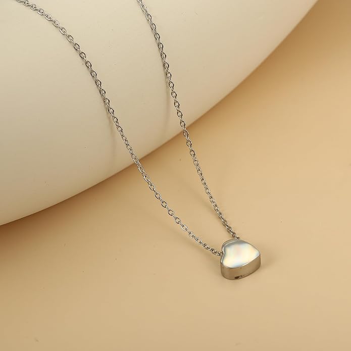 Dainty Gold Heart Necklace for Women - 14K Gold/Silver Plated Cute Heart Handmade Disc Circle Bee Choker Adjustable Necklace for Women Trendy Jewelry