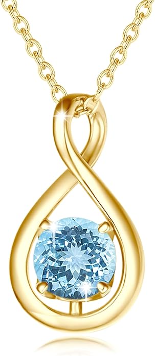 FANCIME Birthstone Necklaces for Women Fine Jewelry Sterling Silver Dainty Infinity Pendant Anniversary Birthday Christmas Gifts for Her Wife Mom Lady Daughter, Chain 16"+2" Extend