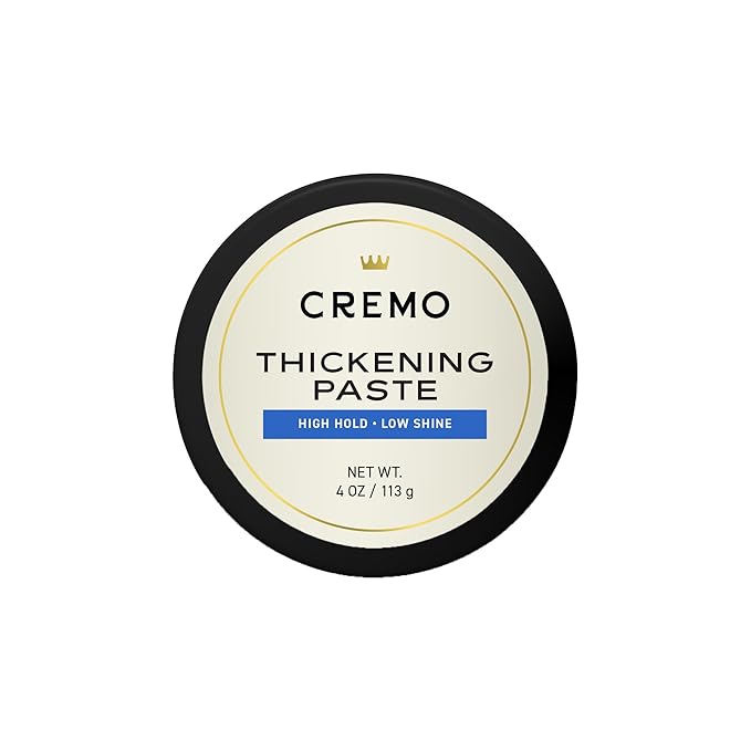 Cremo Mens Hair Paste - Premium Barber Grade Thickening Paste with High Hold and Low Shine, 4 Oz