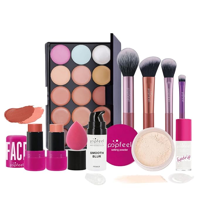Makeup Sets Makeup Kits for Teens,with 15 Colors Concealer Palette,Blush Stick,Makeup Brushes,Pre-makeup Lotion,Loose Powder,Lip Gloss,Makeup Gift Set for Girls Women
