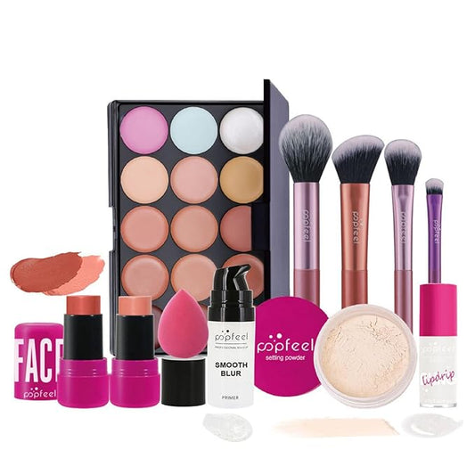 Makeup Sets Makeup Kits for Teens,with 15 Colors Concealer Palette,Blush Stick,Makeup Brushes,Pre-makeup Lotion,Loose Powder,Lip Gloss,Makeup Gift Set for Girls Women
