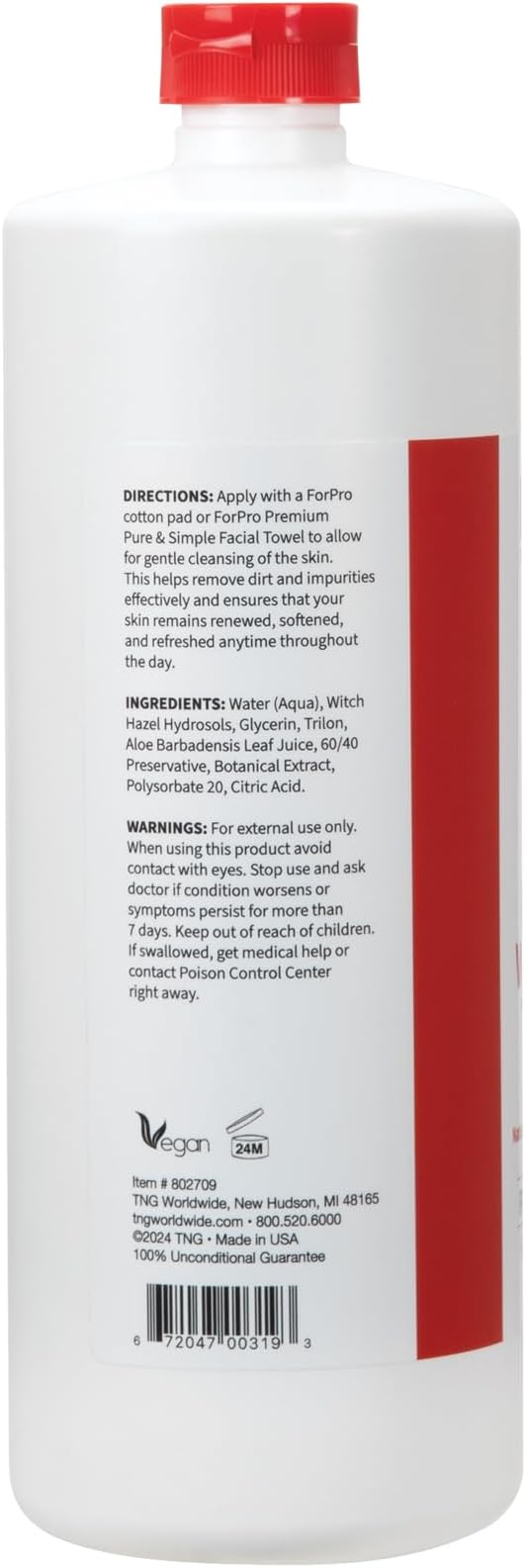 ForPro Premium Witch Hazel Toner, Alcohol-Free, Naturally Soothe, Tone & Hydrate Skin, Vegan, Fragrance-Free, 32 Fl Oz (Pack of 4)