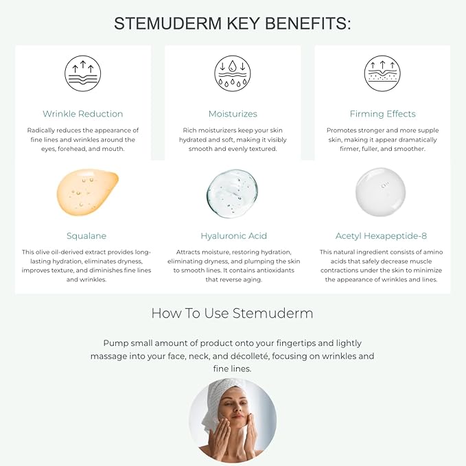 Stemuderm Face & Eye Cream - Anti Aging Skincare - Daily Moisturizer for Fine Lines, Wrinkles & Eyebags - Supports Production of Collagen & Elastin - Organic Stem Cell Complex - 1.7 oz (Pack of 2)