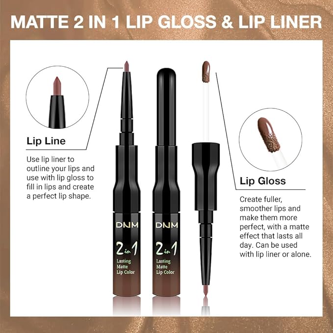 evpct 1Pcs True Nude Matte Lip Liner & Liquid Lipstick Stain Makeup Set for Women, Nude Lip Liner Stain Long Lasting Waterproof Smudge Proof, Cruelty Free Liquid Lip Stick Makeup 24 hours originales