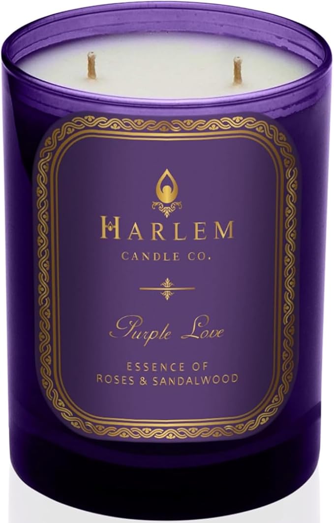 HARLEM CANDLE CO. Purple Love - Luxury Scented Soy Candle, 11 oz - 80-Hour Burn Time | Rose, Sandalwood, Apple and Clove | Scented Candles for Home