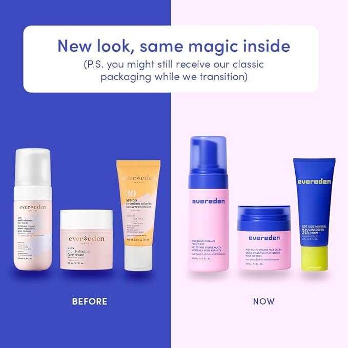 Evereden Daily 1-2-3 Routine Bundle: Clean & Vegan Skin Care Set for Kids - Hydrating & Nourishing Tween Skincare Set with Multi-Vitamin Face Wash, Face Cream, Lotion, & SPF 30 Mineral Sunscreen