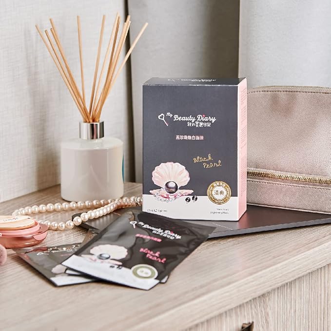 My Beauty Diary-Black Pearl Brightening Facial Mask, Intense Brightening and Ulta Hydrating, Rich Nutrition to Revitalize Dull Skin (8 Combo Pack)