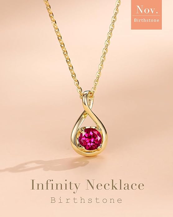 FANCIME Birthstone Necklaces for Women Fine Jewelry Sterling Silver Dainty Infinity Pendant Anniversary Birthday Christmas Gifts for Her Wife Mom Lady Daughter, Chain 16"+2" Extend