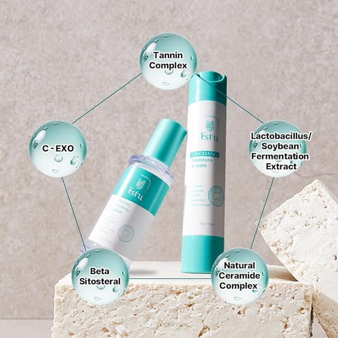 ESTU CHODANG Moisture Cream | Hydrated Glowing Skin | Soybean Ceramide | Botanical Extracts | 50g | Vegan Eco Friendly | Daily Skincare - 50g