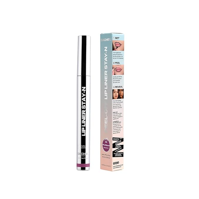 Sacheu Lip Liner STAY-N Peel Off Lip Stain — Long Lasting Matte Lip Tattoo Transfer Proof Lipstain Infused with Hyaluronic Acid & Vitamin E for All Skin Types — Vegan & Cruelty-Free, PLUMped