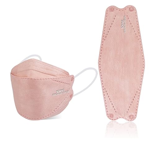 akgk KN95 Face Masks 50 Pack, 5-Ply Disposable Blush Pink Face Mask Against PM 2.5 Smoke and Dust