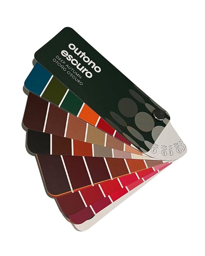 Multilingual Deep Autumn Palette Color Fan by Studio Immagine, Personalized Color Guide for Cost Saving, Smart Shopping, Outfit & Wardrobe Planning; Otono Oscuro/Outono Escuro
