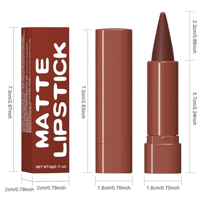 BINGBRUSH 2-in-1 Gradient Dark Brown Lip Liner Matte Lipstick, Longwear Waterproof Lip Pencil with Cone Tip, Crayon for Flawless Ombre Contour, Women's Long Lasting Makeup Set(05#&08)
