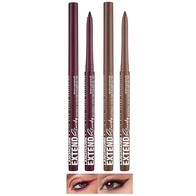 LANGMANNI 2Pcs Metal Colorful Eyeliner Pencil Set - Matte & Shimmer Eye Makeup,Smooth Use Long-Lasting & Waterproof Eyeliner Set(#07+09)