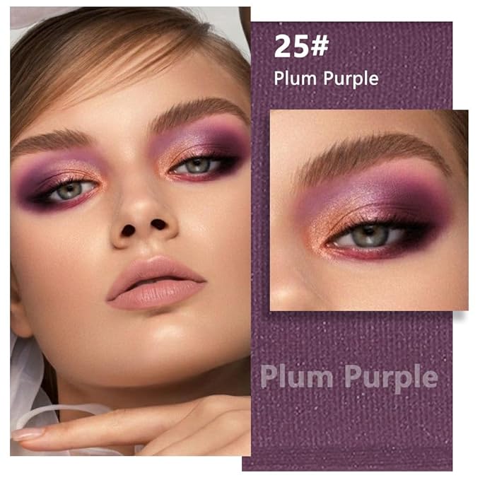 evpct Plum Purple Matte Single Eye Shadow Palette Makeup for Older Women, Plum Purple Natural Pressed Eyeshadow Palette for Eyes, High Pigment Longwear Mini Monochrome Eyeshadow Sombra Para Ojos
