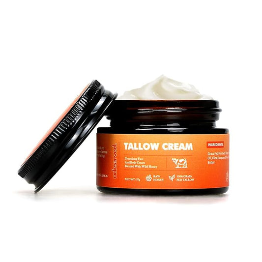 Tallow Cream – Gentle Face & Body Moisturizer with Olive Oil & Honey – Nourishing Skincare for All Skin Types – 1.3 oz (37g)