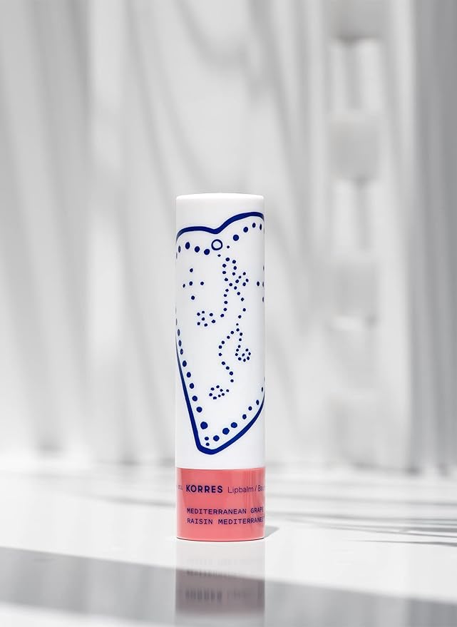 KORRES Lip Butter Stick Mediterranean Grape Hydrating Lip Balm with Greek Hypericum Balsam Oil, Moisturizing Natural Shine & Subtle Tint for Soft Smooth Lips, Lip Care for Women & Men, 0.17 Oz Stick