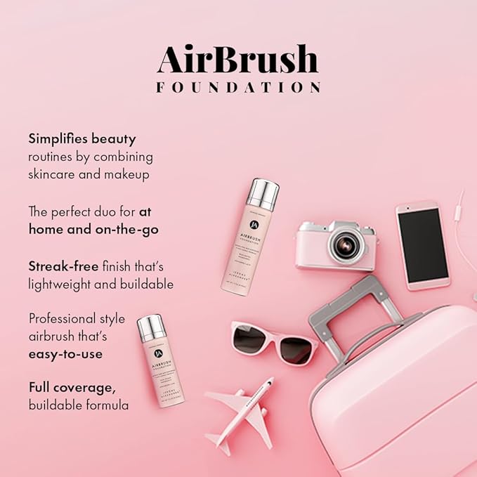 Jerome Alexander MagicMinerals AirBrush Foundation, Spray Makeup with Skincare Active Ingredients, Ultra-Light, Buildable, Full Coverage Formula (Bright Light)