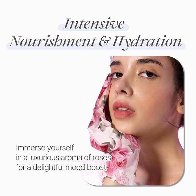 PETITFEE Rose Petal Satin Hand Mask (5pairs) - Intensive Nourishing, Moisturizing Gloves, Rose Scented Hand Repair Masks with Peptide, Collagen, Shea Butter for Silky Smooth Hand Treatment