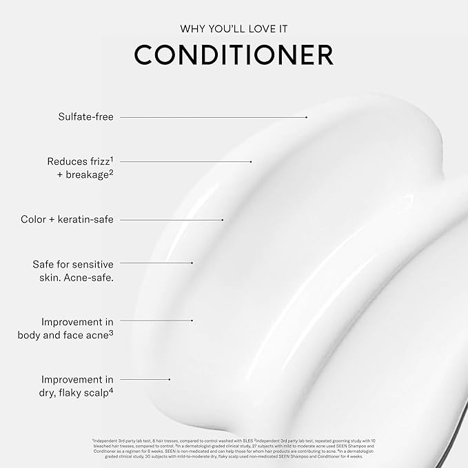 SEEN Conditioner - Scented - Non-Comedogenic & Sulfate-Free Hair Conditioner- Dermatologist-Developed -Safe for Sensitive & Acne Prone Skin