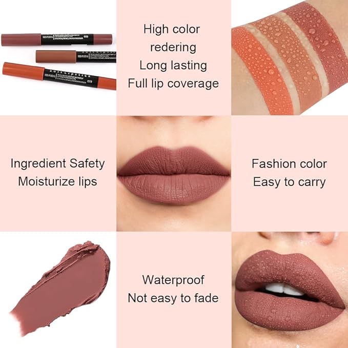 BINGBRUSH Smooth Longwear Lipstick Pack Set, Matte Color Stick Ultimate Lip Crayon for Makeup Collection - Waterproof Velvet Lipgloss Lip Stain (08#)
