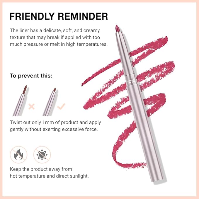 Retractable Lipliner Pencil Waterproof Makeup for Lip Liner and Eye Liner, Smooth and Creamy, Long Lasting Matte Finish, Vegan Beauty, Matte Velvet Pigmented Lip Liner (08#Bean Paste Red, 1)
