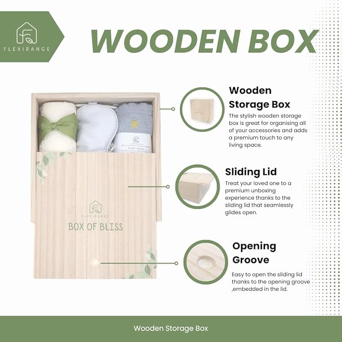 Birthday Gifts for Woman, Get Well Soon Gift Baskets for Women, Relaxing gifts for Women, Self Care Gifts, Spa kit for Woman, Wooden Box, Green Gifts for Wife, Girlfriend