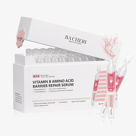 Vitamin B Amino Acid Barrier Support Face Serum - Preservative-Free Ampoule with B12, Hyaluronic Acid and Glutathione for All Skin, Especially Sensitive, Dry and Fragile Skin (1.5ml)30 Vials