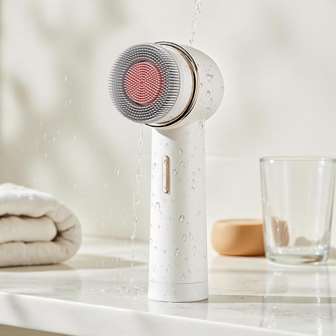Bidirectional Rotation Facial Cleansing Brush for Women,Rechargeable Waterproof Face Exfoliator Brush for Deep Cleansing,Women Mom Her Christmas Gifts/Stocking Stuffer White